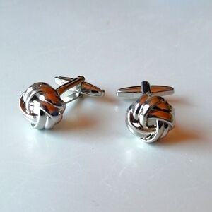 Stainless Steel Love Knot Cufflinks Sophisticated Elegant Black Tie Event